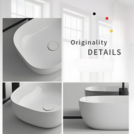 Lavoar, Alb Mat, ceramica sanitara, montaj pe blat, 40.5x40.5 cm, Viva