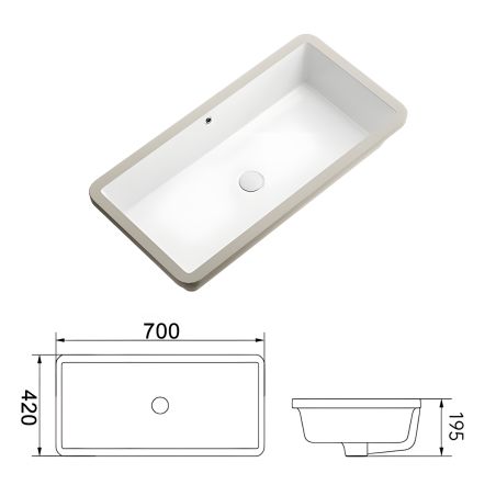 Lavoar, Negru Mat, Power Color, montaj incastrat sub blat, 70-80x42 cm, ceramica sanitara, Livia