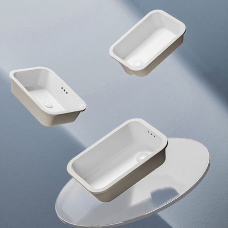 Lavoar, Alb Lucios, montaj incastat sub blat, ceramica sanitara, 60x39 cm, Viola