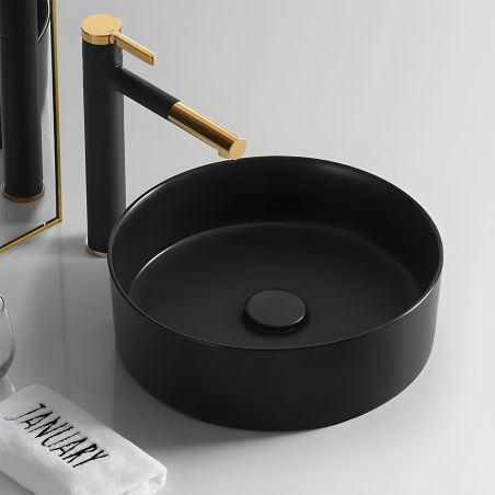 Lavoar, Negru Mat, Power color, montaj pe blat, ceramica sanitara, diametru 42 cm, Linea