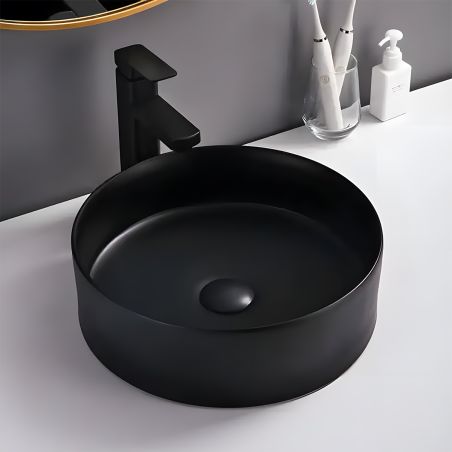 Lavoar, Negru Mat, Power color, montaj pe blat, ceramica sanitara, diametru 42 cm, Linea