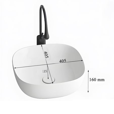 Lavoar, Negru Mat, Power Color, ceramica sanitara, montaj pe blat, 40.5x40.5 cm, Viva