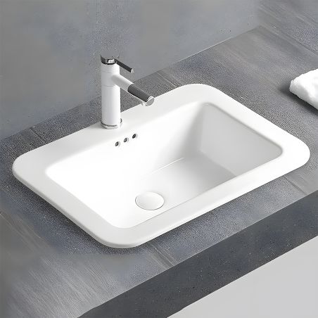 Lavoar, Alb Lucios, montaj semi-incastrat, cu gaura de baterie, ceramica sanitara, 60x44 cm, Monza