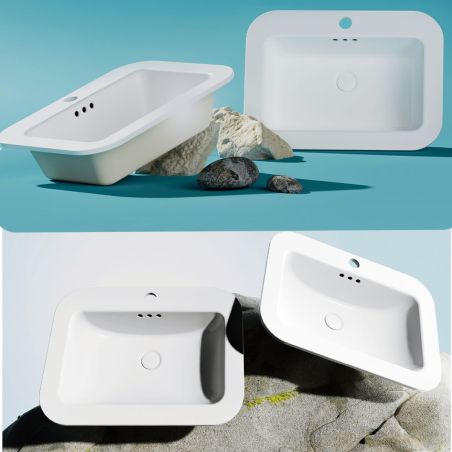 Lavoar, Negru Mat, Power Color, montaj semi-incastrat, cu gaura de baterie, ceramica sanitara, 60x44 cm, Monza