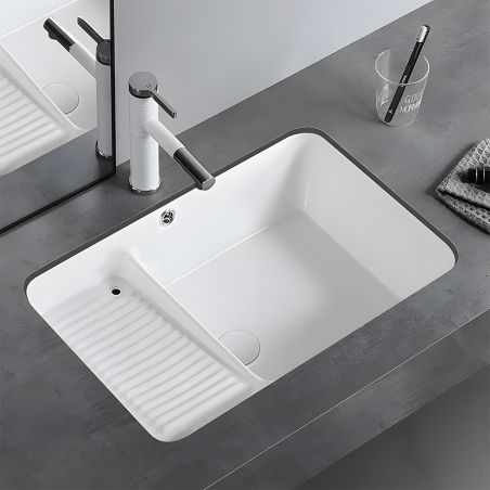 Lavoar, montaj incastrat sub blat, Alb Lucios, ceramica sanitara, 60x40, Lavio