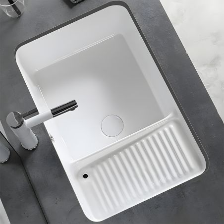 Lavoar, montaj incastrat sub blat, Alb Lucios, ceramica sanitara, 60x40, Lavio