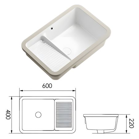 Lavoar, Gri Mat, Power Color, montaj incastrat sub blat, ceramica sanitara, 60x40, Lavio