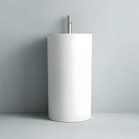 Lavoar stativ, Alb Lucios, cu gaura de baterie,diametru 45 cm, Modena