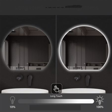 Oglinda smart Led, 4 mm, dezaburire, buton touch, 3 Culori, dimensiuni: 70x80, dia80,90,100 cm, Orbis