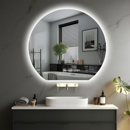 Oglinda smart Led, 4 mm, dezaburire, buton touch, 3 Culori, dimensiuni: 70x80, dia80,90,100 cm, Orbis