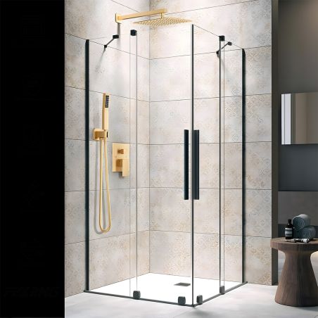 Sistem de dus, baterie incastrata, 2 functii, dus tip ploaie, Auriu Mat, Venice
