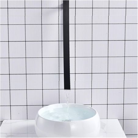 Baterie lavoar, tip cascada, monocomanda, Negru, alama, montaj pe perete, Fluvia