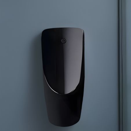 Urinal cu senzor integrat, scurgere in perete sau in podea, 35x38x76 cm, Negru Lucios, Lavino