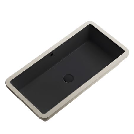 Lavoar, Negru Mat, Power Color, montaj incastrat sub blat, 70-80x42 cm, ceramica sanitara, Livia