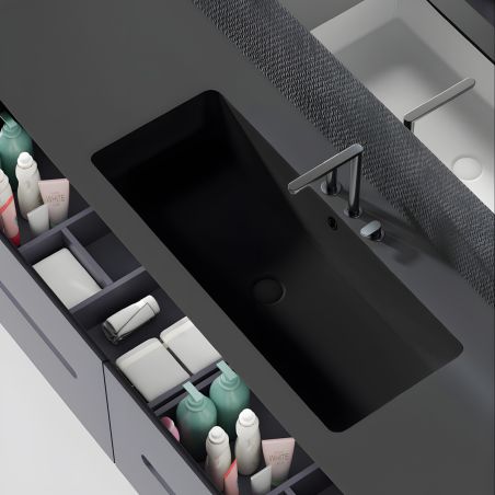 Lavoar, Negru Mat, Power Color, montaj incastrat sub blat, 70-80x40 cm, ceramica sanitara, Livia