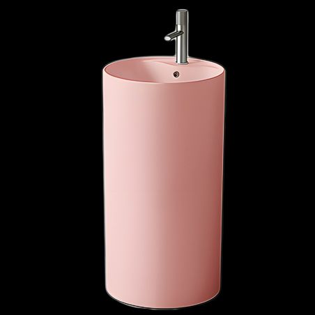 Lavoar stativ, Roz Somon Mat, Power Color, montaj pe podea, cu gaura de baterie, diametru 45 cm, Modena