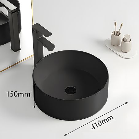 Lavoar, Negru Mat, Power color, montaj pe blat, ceramica sanitara, diametru 42 cm, Linea