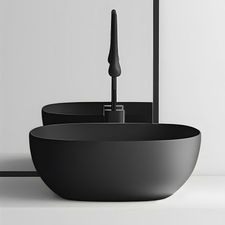 Lavoar, Negru Mat, Power Color, ceramica sanitara, montaj pe blat, 40.5x40.5 cm, Viva