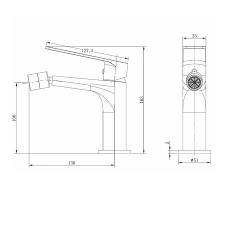 Baterie bideu, Perlator, Alama, montaj pe bideu, Negru Mat, Zenia