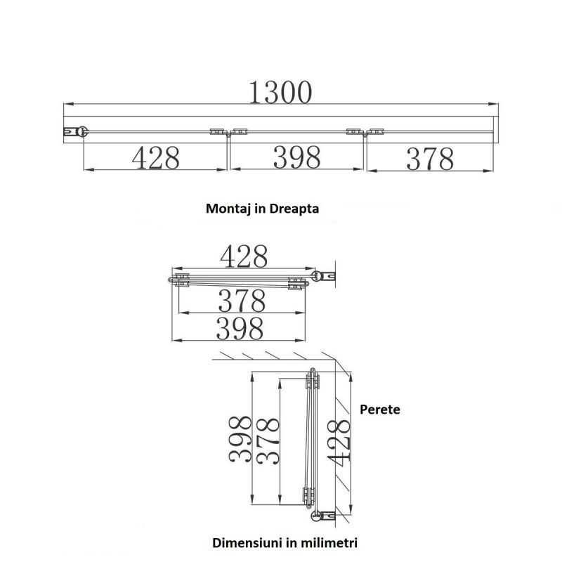 Paravan cada pliabil ,130x140 cm, sticla transparenta, 6 mm, pivotant 180°, montaj pe stanga, EGO-116
