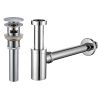 Sifon de scurgere cu ventil, sistem Pop-up, Crom, cu sau fara preaplin, etansare din silicon, Zaro