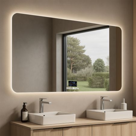 Oglinda smart Led, sticla 4 mm, dezaburire, buton touch, afisaj temperatura, 3 culori, bluetooth, 70-90x90-150 cm, Mira