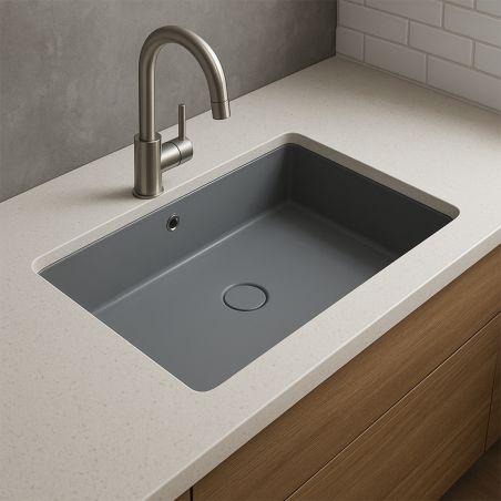 Lavoar, Gri Mat, Power Color, montaj incastrat sub blat, 70-80x40 cm, ceramica sanitara, Livia