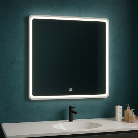 Oglinda smart Led, sticla 4mm, Dezaburire, buton touch, 3 Culori, dimensiune 90x90 cm, Nivo