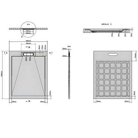 Cadita de dus, Alb, finisaj Carrara Arabescato, compozit, inaltime 2.5 cm, dimensiuni 100-160x80-90 cm, decupabila, Antonio