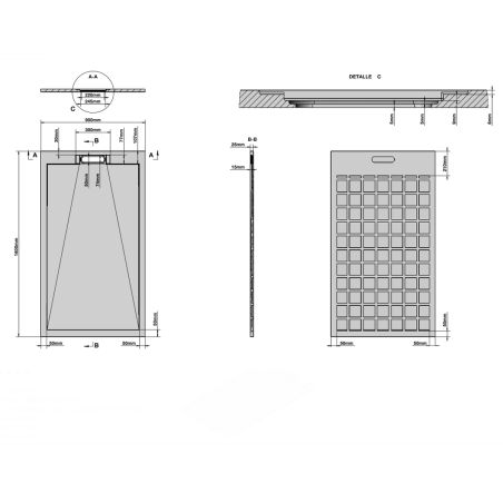 Cadita de dus, Alb, finisaj Carrara Arabescato, compozit, inaltime 2.5 cm, dimensiuni 100-160x80-90 cm, decupabila, Antonio
