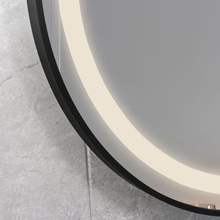 Oglinda Led, Dezaburire, Buton Touch, sticla 5 mm, Cadru negru, 3 Culori, Intensitate reglabila, dimensiuni 80, 90 cm, Cezara