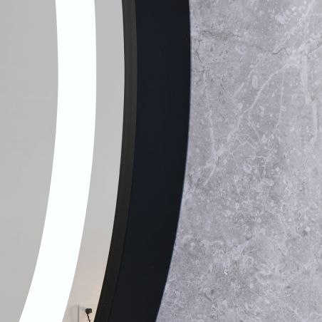 Oglinda Led, Dezaburire, Buton Touch, sticla 5 mm, Cadru negru, 3 Culori, Intensitate reglabila, dimensiuni 80, 90 cm, Cezara