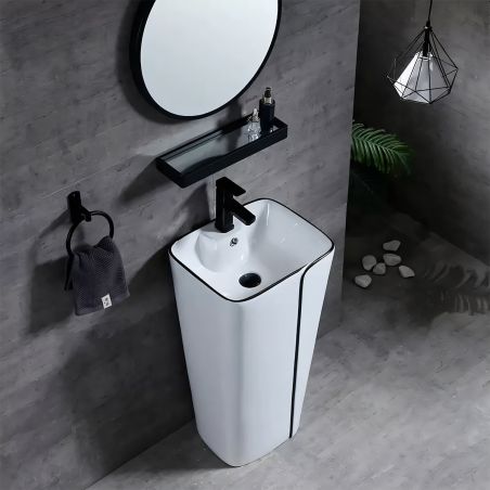 Lavoar stativ Lazio, 43x36x86 cm, montaj pe podea, cu gaura de baterie, ceramica sanitara, Royalty Line by Ego