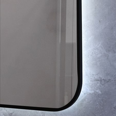 Oglinda Led, Cadru negru, Dezaburire, Buton Touch, 3 Culori, Intensitate reglabila, dimensiuni 60-70x80-90-150 cm, Feliz