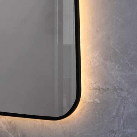 Oglinda Led, Cadru negru, Dezaburire, Buton Touch, 3 Culori, Intensitate reglabila, dimensiuni 60-70x80-90-150 cm, Feliz