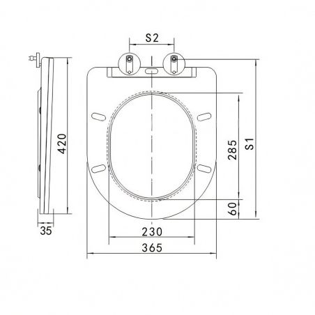 Capac slim Duroplast Soft-Close, distanta ajustabila, Quick Release, pentru vas wc Ben Negru Lucios si Auriu Marble