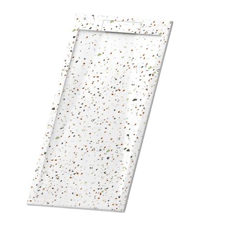 Cadita de dus, Alb, finisaj Terrazzo, compozit mineral, inaltime 2.5 dimensiuni 100-160x80-90 cm, decupabila, Antonio