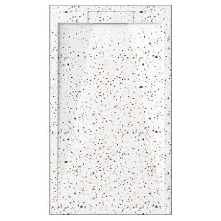 Cadita de dus, Alb, finisaj Terrazzo, compozit mineral, inaltime 2.5 dimensiuni 100-160x80-90 cm, decupabila, Antonio