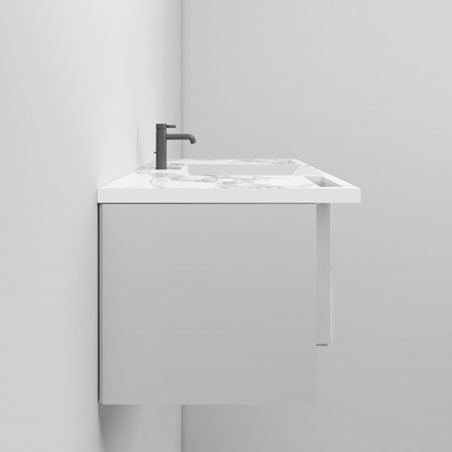 Lavoar, Alb finisaj Carrara Arabescato, suport prosoape, compozit, montaj suspendat pe perete sau incastrat, 105-125x55, Fuente Lavoar, Alb finisaj Carrara Arabescato, suport prosoape, compozit, montaj suspendat pe perete sau incastrat, 105-125x55, Fuente