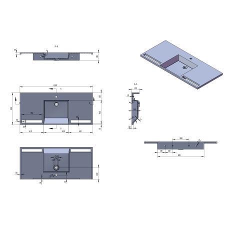 Lavoar, Alb finisaj Carrara Arabescato, suport prosoape, compozit, montaj suspendat pe perete sau incastrat, 105-125x55, Fuente Lavoar, Alb finisaj Carrara Arabescato, suport prosoape, compozit, montaj suspendat pe perete sau incastrat, 105-125x55, Fuente