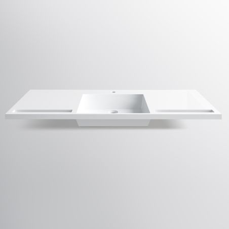 Lavoar, Alb Lucios, suport prosoape, compozit mineral , montaj suspendat pe perete sau semi-incastrat, 105-125x55 cm, Fuente