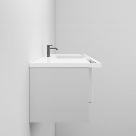 Lavoar, Alb Lucios, suport prosoape, compozit mineral , montaj suspendat pe perete sau semi-incastrat, 105-125x55 cm, Fuente