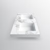 Lavoar dublu Paola, Alb finisaj Carrara Arabescato, compozit mineral, montaj semi-incastrat, cu 2 gauri de baterie, 150x46 cm