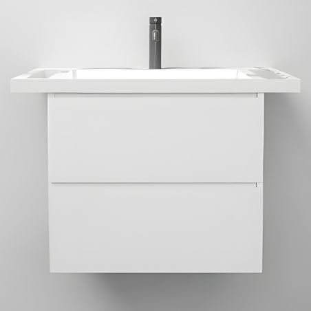 Lavoar, Alb finisaj Carrara Arabescato, suport prosoape laterale, compozit, montaj suspendat pe perete, 65x55 cm, Lavanda
