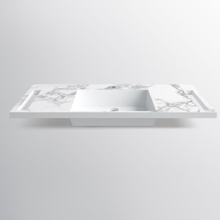 Lavoar, Alb  finisaj Carrara Arabescato, suport prosoape, compozit, montaj suspendat sau semi-incastrat, 105x55 cm, Lavanda