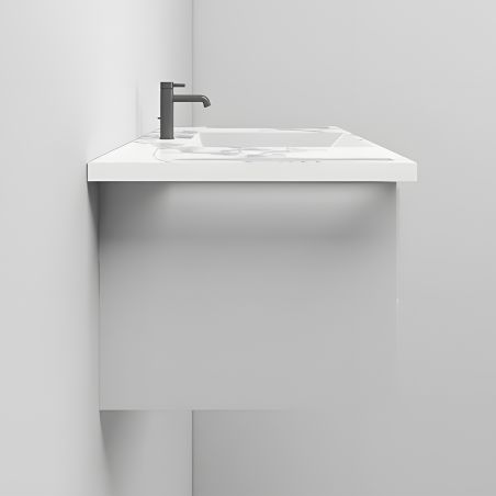 Lavoar, Alb  finisaj Carrara Arabescato, suport prosoape, compozit, montaj suspendat sau semi-incastrat, 105x55 cm, Lavanda