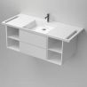 Lavoar, Alb Lucios,  suport prosoape laterale, compozit mineral, montaj suspendat sau semi-incastrat, 125x55 cm, Lavanda