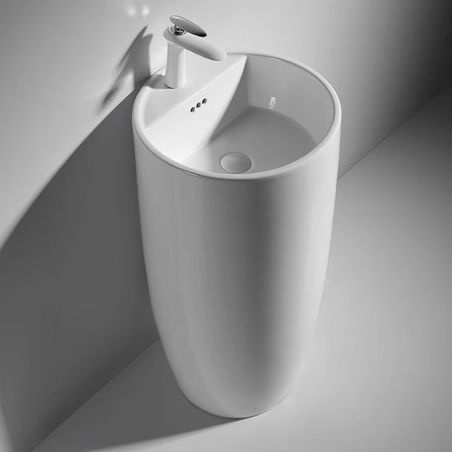Lavoar stativ Fida, Alb, 45x45x85 cm, montaj pe podea, ceramica sanitara