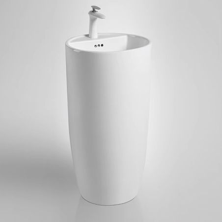 Lavoar stativ Fida, Alb, 45x45x85 cm, montaj pe podea, ceramica sanitara