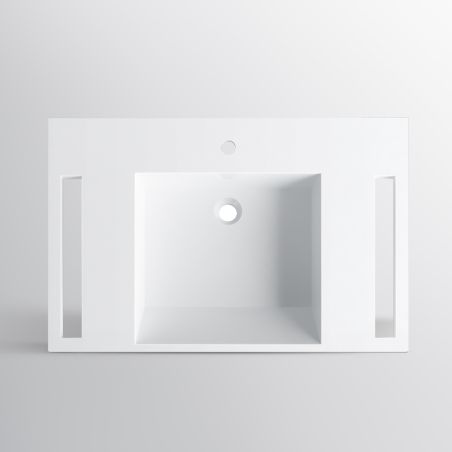 Lavoar, Alb Lucios,  suport prosoape laterale, compozit mineral , montaj suspendat sau semi-incastrat, 85x55 cm, Lavanda